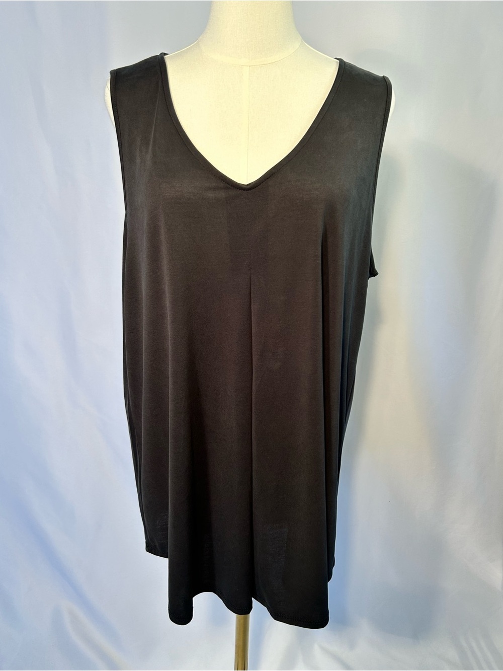 Soft Surroundings Black Modal Blend Inverted Pleat Tank Top L Minimalist Layer